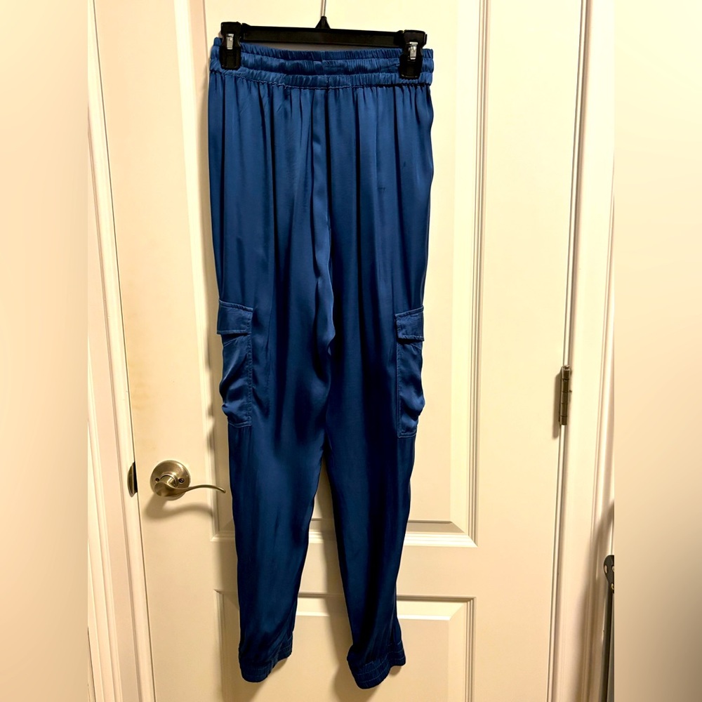 Young, Fabulous & Broke Blue Satiny Lounge Pants